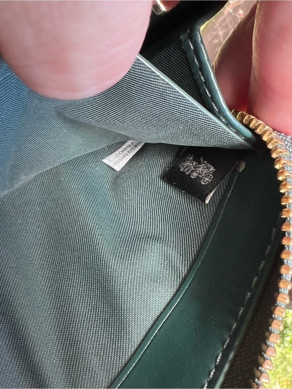COACH Green Quilted Leather Zip-Around Wallet with Gold Hardware AUTHENTIC